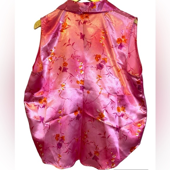 La Fleur Floral Silky Sleeveless Pajama Top Size 1X - Picture 2 of 6